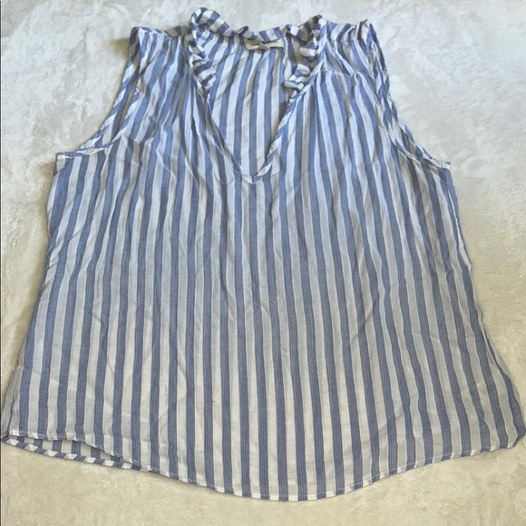 Cloth & Stone Blue and White Striped Sleeveless Top - Picture 1 of 6